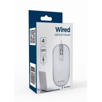 GEMBIRD juhtmega optiline hiir, valge/hõbe
