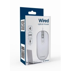 GEMBIRD juhtmega optiline hiir, valge/hõbe