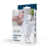 GEMBIRD laadija USB 12W 2.4A valge GEMBIRD laadija USB 12W 2.4A valge