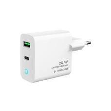 GEMBIRD laadija 2port USB 20W valge LED