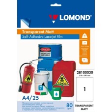 PET kile LOMOND, laserprint, matt läbipaistev, liimuv, A4, 25 lehte