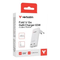 VERBATIM Fold 'n' Go GaN laadija 65W valge VERBATIM Fold 'n' Go GaN laadija 65W valge