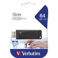 VERBATIM Slider USB mälupulk 64GB must VERBATIM Slider USB mälupulk 64GB must